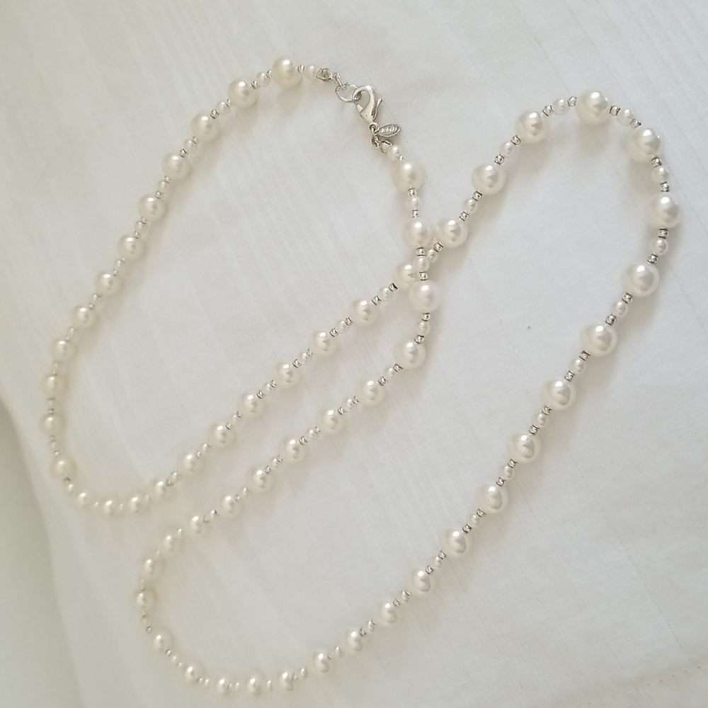 Vintage RMN Pearl Silver Necklace